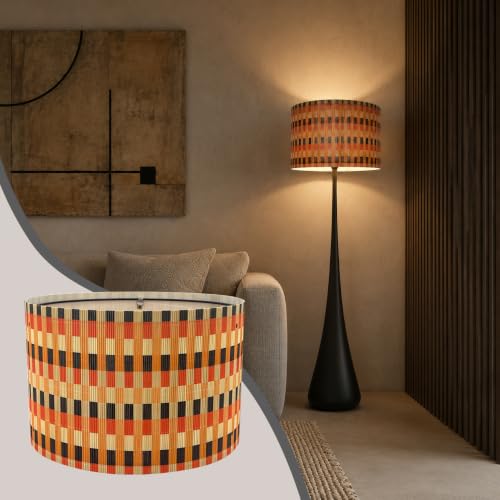Rustic Pendant lamp shade Art decorative Colorful Grid 13.8x9Inch
