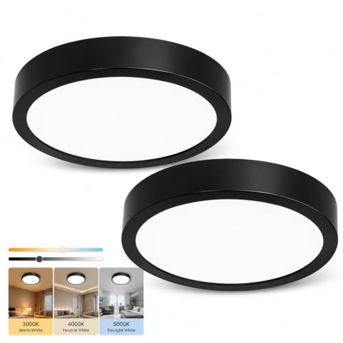 2 Pack 13Inch Black Ceiling Light (Black-2pack)