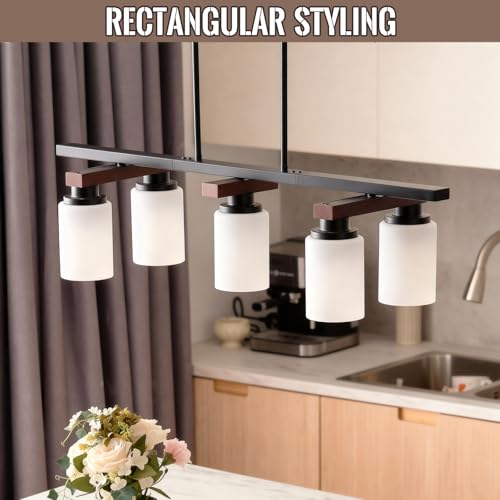 5 Light Black Linear Chandelier