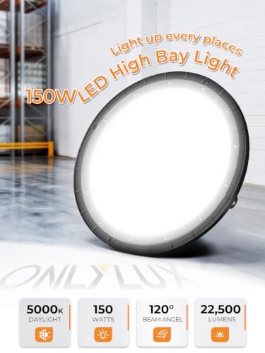 150W UFO LED High Bay Light 22500LM 5000K High Bay Shop Lighting (10 Count)
