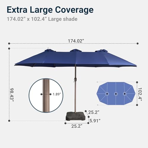 15 Ft Double Head Umbrella Outdoor Patio With Base