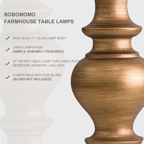 27" Antique Gold Table Lamps Set of 2