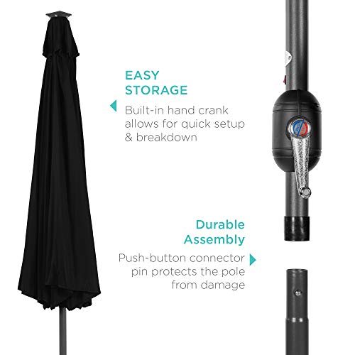 10ft Solar Polyester LED Lighted Patio Umbrella w (10 Feet)
