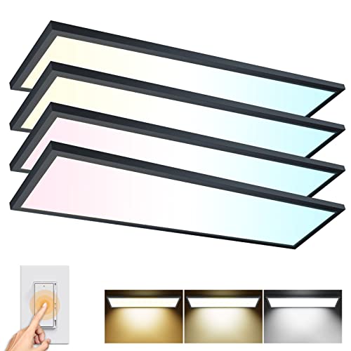 4 Pack 1x4 LED Flat Panel Light Surface Mount Black (4 Count)
