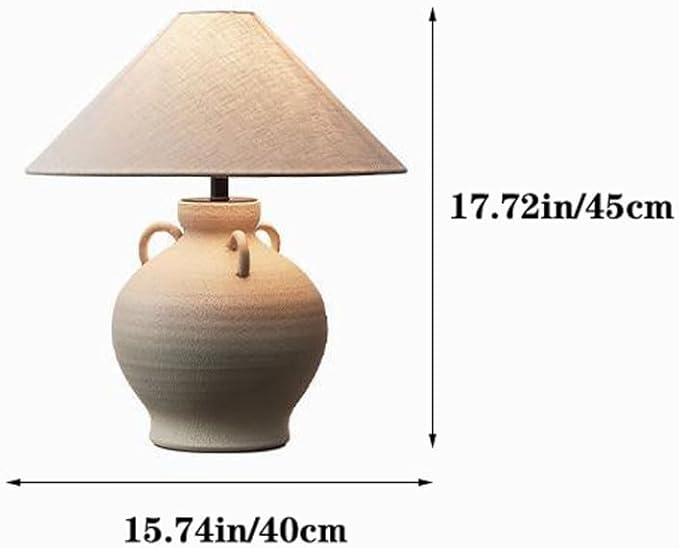 New Chinese Wabi-sabi Style Living Room Bed Bedside Desk Light Vintage Natural Fabric Ceramic Desk Lamp Club Villa Restaurant Coffee Shop Table Lamp Study Apartment Office Lighting Fixture