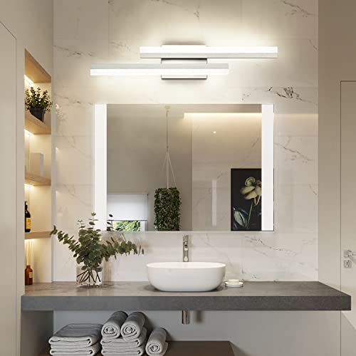 24 Inch LED Vanity Light Brushed Nickel Bathroom Light Fixtures Over Mirror Modern Bath Wall Lighting Bar 3CCT