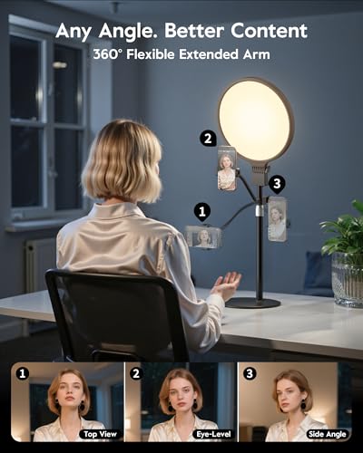 1300 Lumens Ring Light with Stand for Desk