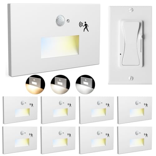 8 Pack 3CCT 120V Motion Sensor LED Step Lights Indoor Outdoor (8 Count)
