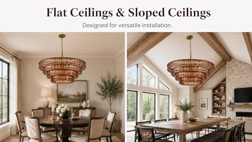 40 Inch Modern Round Amber Crystal Glass Chandelier