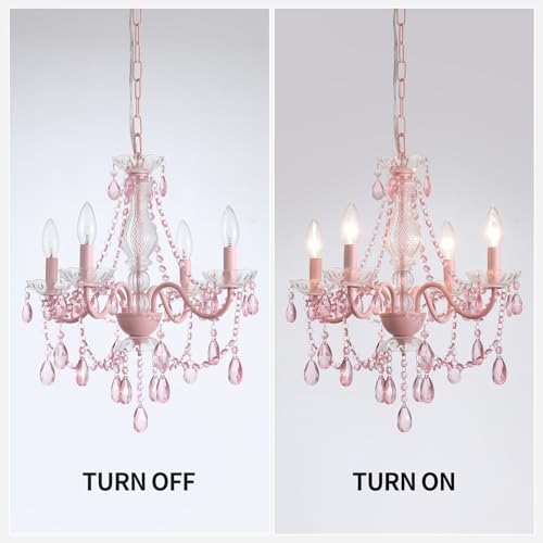Plug in Crystal Pink Chandelier