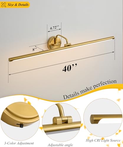 Hardwired Picture Light for Wall (Gold / 39 inches)