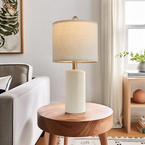 20.25" Small Single Table Lamp for Bedroom Modern Ceramic Nightstand Lamp