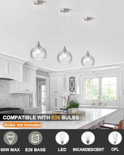 Brushed Nickel Pendant Lights Kitchen Island (2 Count)