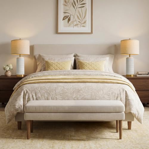 Farmhouse Table Lamps for Living Room Set of 2 with Gold Base (2 Count)