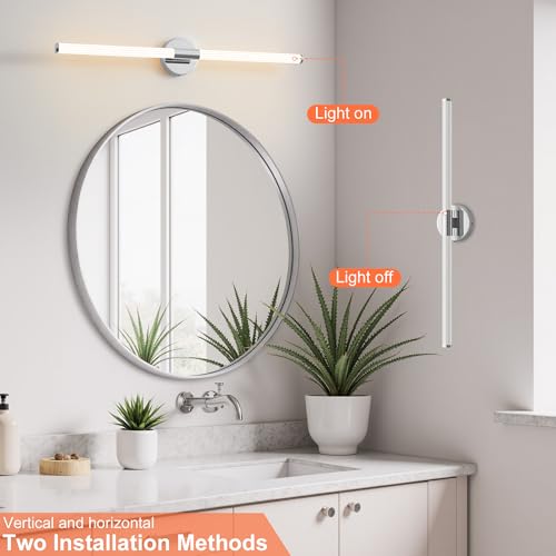 Wall Sconces Set of 2 Hardwired LED Vanity Light Chrome 31" (2 Count)