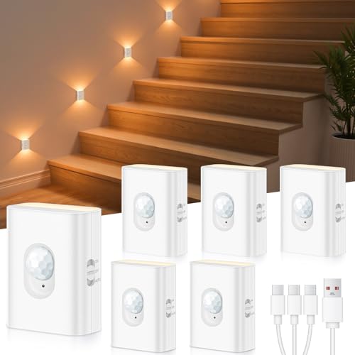 Rechargeable Motion Sensor Stair Lights Indoor (6 Count)
