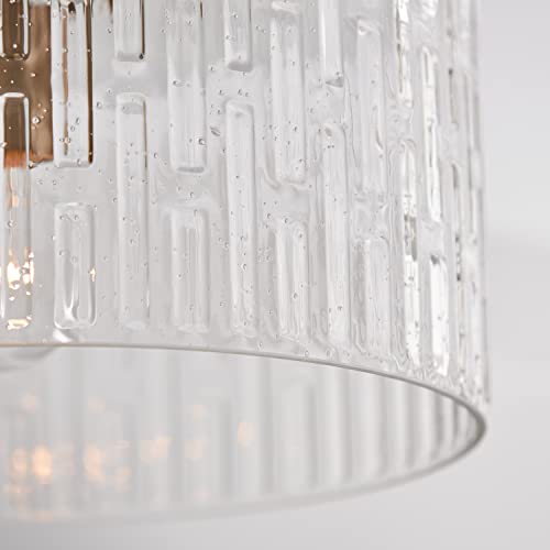 Capital Lighting 241311AD Emerson Embossed Seeded Glass Convertible Pendant