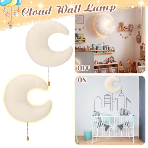 Fluffy Moon Night Light Wall Lamp Sleeping Nursery Lighting