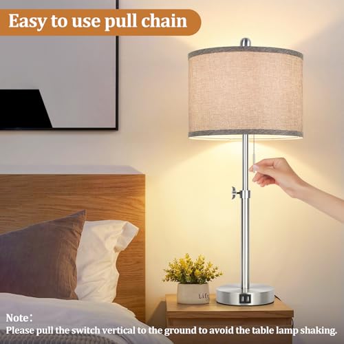 Silver Table Lamps Set of 2 for Living Room Bedroom (2 Count)