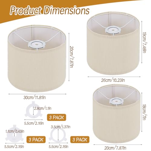 Set of 3 Beige Linen Drum Lampshades (3 Count)