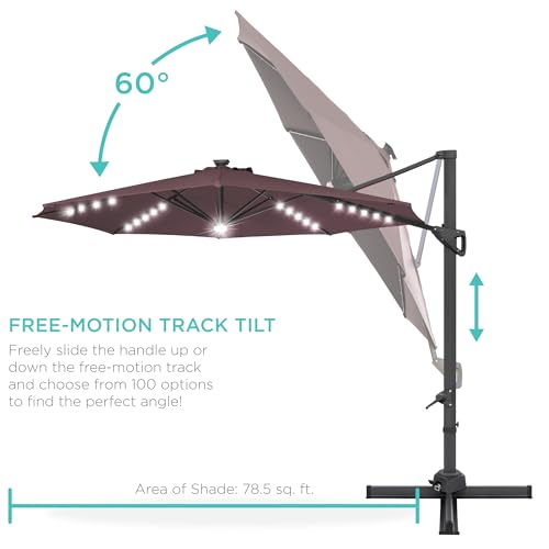 10ft Solar LED Cantilever Patio Umbrella