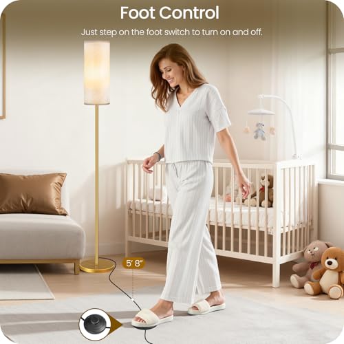 Dimmable Floor Lamp for Living Room with Remote and Foot Switch