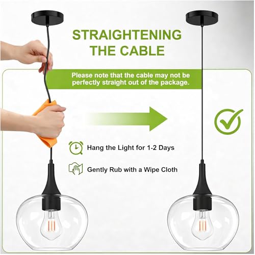 9.45in Black Pendant Lights Kitchen Island with Clear Glass Shade 1Pack