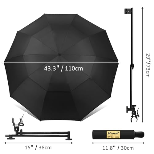 UPF 50+ Beach Umbrella with Adjustable Universal Clamp