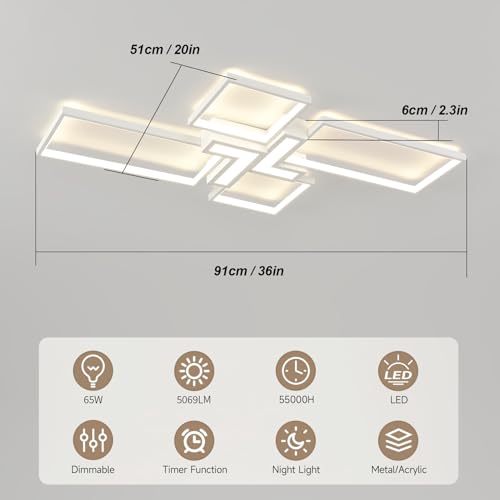 Modern Ceiling Light 35'' 65W 3000K