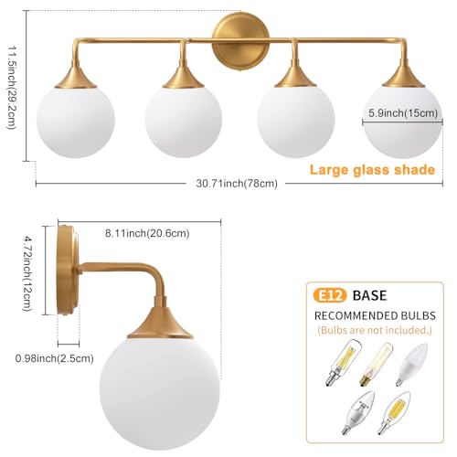 Brushed Gold Bathroom Light Fixtures Over Mirror Vanity 4