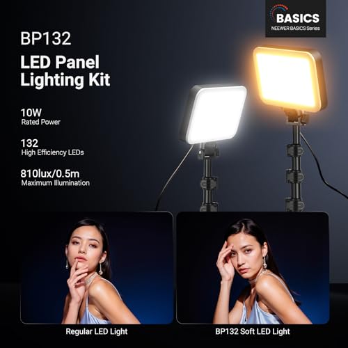 Basics 2 Pack LED Video Light Panel Lighting Kit (2 Count)
