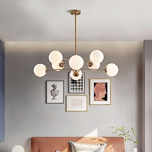 Lighting 8 Light Glass Sputnik Chandelier Light Modern Gold Chandeliers Pendant Light Fixture Vintage Globe Ball Ceiling Flush Mount Light Fixture Kitchen Island