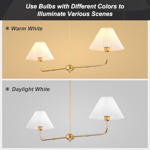 2 Light Gold Linear Chandelier with White Fabric Shade (2 Count)