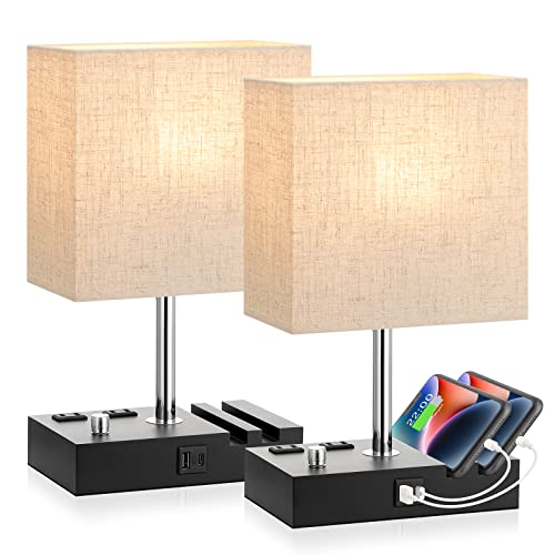 Beige Bedside Table Lamps Set of 2 (2 Count)