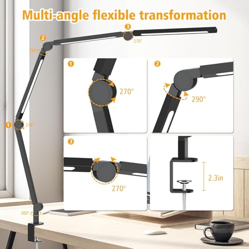 Bright LED Desk Lamp with Clamp