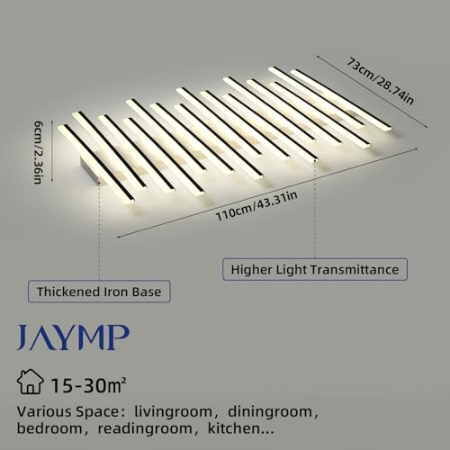 15 Lights Linear Modern Ceiling Light 43.3 inch Dimmable LED Chandelier Semi Flush Mount Light Fixture for Dining Room Kitchen Island Living Room