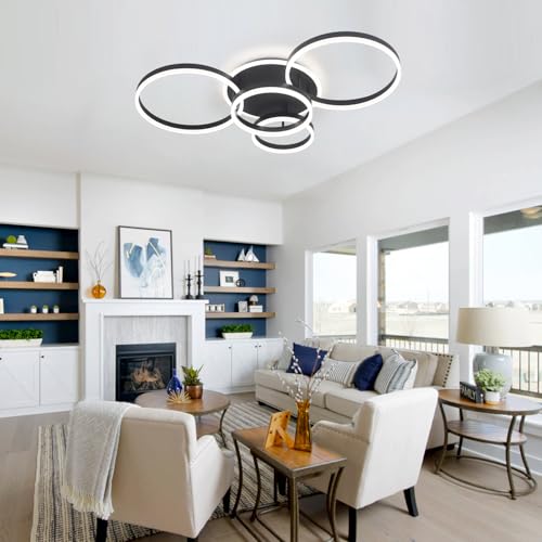 4 Rings Modern LED Chandelier with Remote Semi