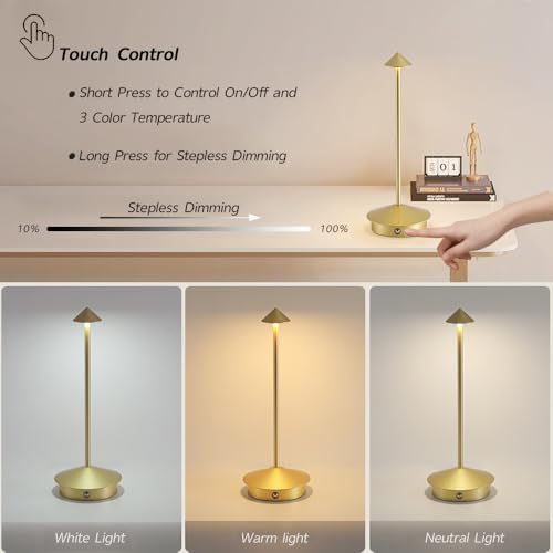 2 Pack Aluminum Cordless Table Lamp (2 Count)