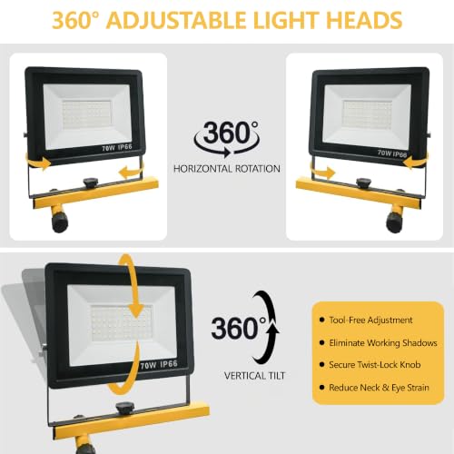 21000 Lumen LED Work Light with Stand for Job Site Garage
