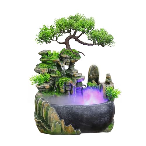 11 Inch Tabletop LED Waterfall Fountain with Mist Effect