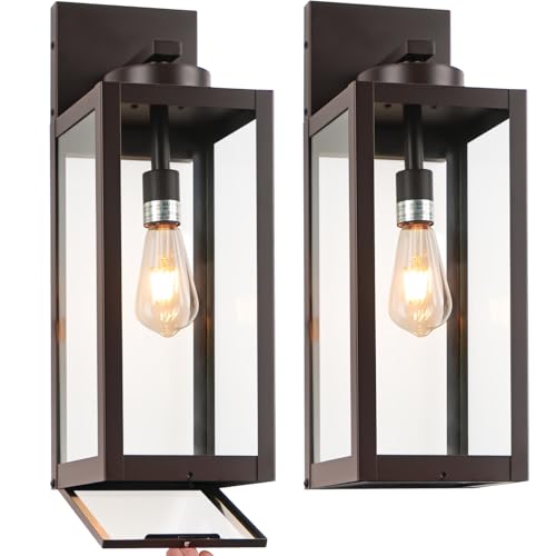 20" Oil Rubbed Bronze Large Outdoor Wall Lights with Closed Bottom (2 Count)