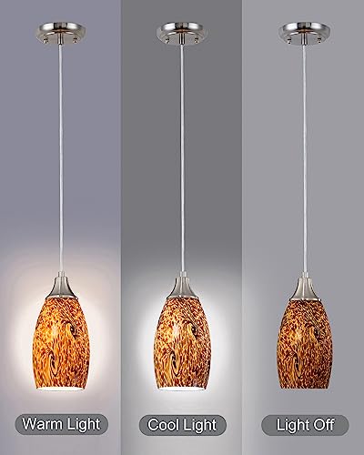Mini Glass Pendant Lights for Kitchen Island1Pack Hand Blown Art Glass Pendant Light Shade with Brushed Nickel Finish Black and Yellow Swirl Glass Lamp Shade for Kitchen Over Sink Dining Room