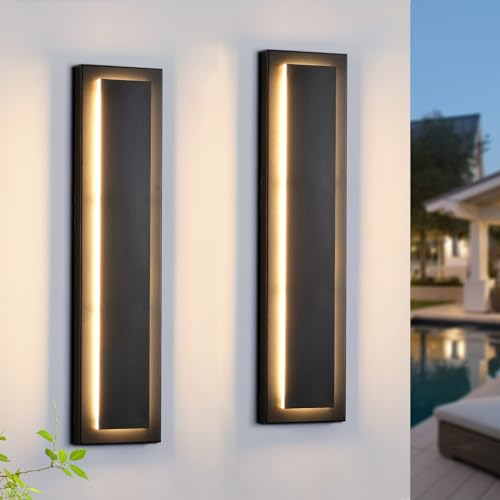 Modern LED Outdoor Wall Lights Black Exterior Porch Lights (2 Count)