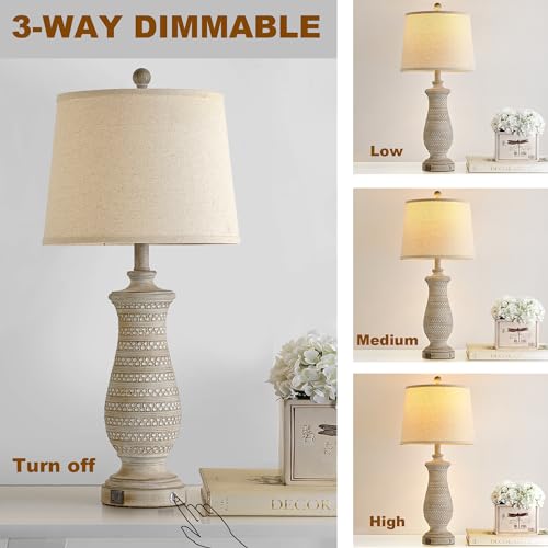 Farmhouse Table Lamps for Living Room Set of 2 (2 Count)