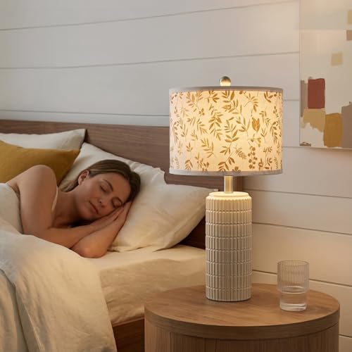 23'' Dried Flowers Table Lamp for Bedroom Nightstands