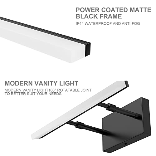 15.7 inch LED Vanity Lights Adjustable Bathroom Wall Light Fixtures Bathroom Lighting Fixture Over Mirror Black Modern Vanity Lighting 5500K