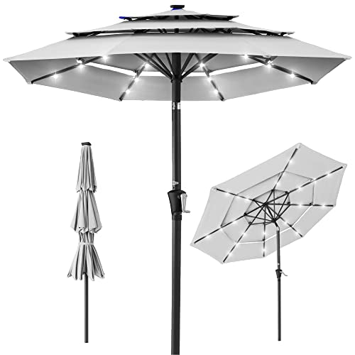 10ft 3 Tier Solar Patio Umbrella