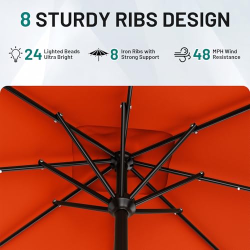 8' X 10' Rectangular Patio Umbrella with Solar Lights