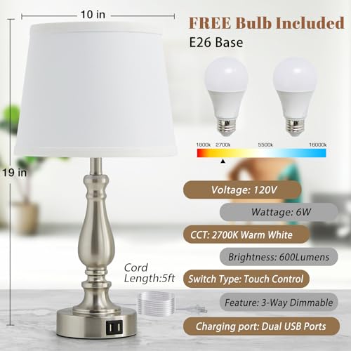 Table Lamps for Bedrooms Set of 2 (2 Count)