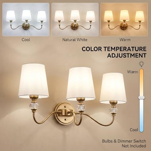 3 Light Vintage Bathroom Vanity Light Fixtures Over Mirror
